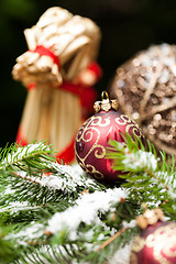 Image showing Christmas background with baubles and craft