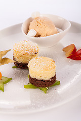 Image showing Gourmet coffee blanc mange with gooseberry