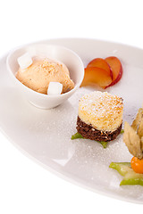 Image showing Gourmet coffee blanc mange with gooseberry