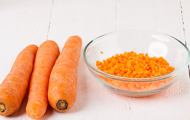 Image showing Finely diced fresh carrots