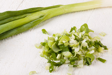 Image showing Diced fresh leeks