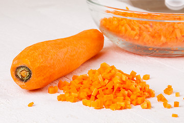 Image showing Finely diced fresh carrots