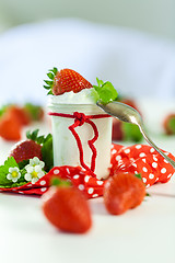 Image showing Fresh strawberries with healthy yogurt