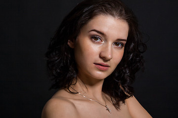 Image showing Dark portrait of a beautiful woman