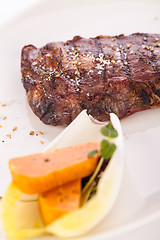 Image showing Grilled beef steak with seasoning