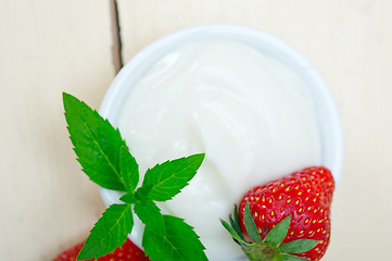 Image showing organic Greek yogurt and strawberry