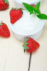 Image showing organic Greek yogurt and strawberry