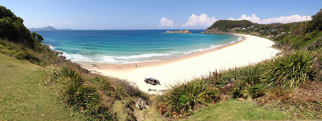 Image showing Boat Beach Seal Rocks Panorama NSW Australia