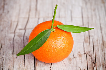 Image showing fresh tangerine with leaves 