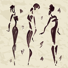 Image showing Figures of african dancers. Hand drawn Illustration.