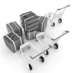 Image showing Trolley for luggage at the airport and luggage