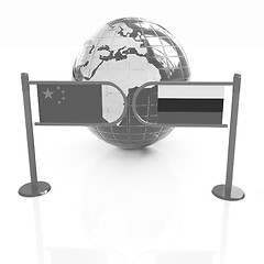 Image showing Three-dimensional image of the turnstile and flags of China and 