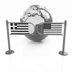 Image showing Three-dimensional image of the turnstile and flags of USA and Gr