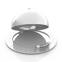 Image showing restaurant cloche with open lid 