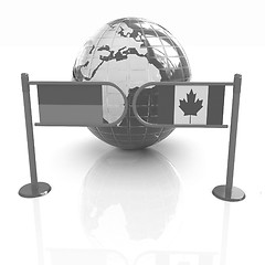 Image showing Three-dimensional image of the turnstile and flags of Canada and