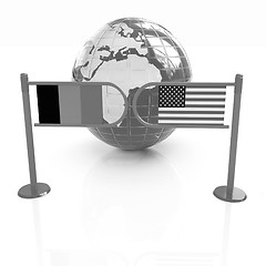 Image showing Three-dimensional image of the turnstile and flags of USA and Be