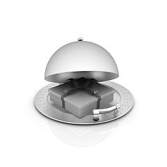 Image showing Illustration of a luxury gift on restaurant cloche