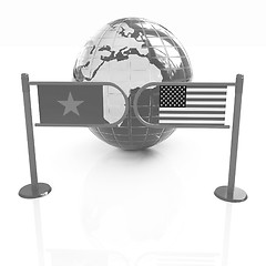 Image showing Three-dimensional image of the turnstile and flags of USA and Vi