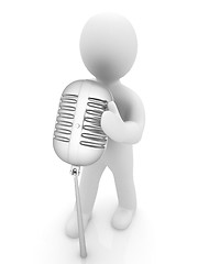 Image showing 3D man with a microphone on a white background 