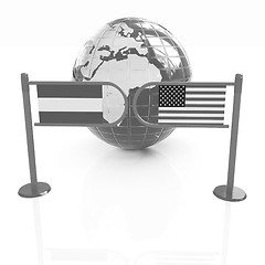Image showing Three-dimensional image of the turnstile and flags of USA and Au