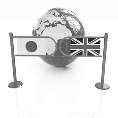 Image showing Three-dimensional image of the turnstile and flags of UK and Jap