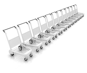 Image showing Trolleys for luggages at the airport 