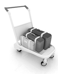 Image showing Trolley for luggage at the airport and luggage