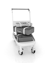 Image showing Trolley for luggage at the airport and luggage