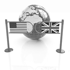 Image showing Three-dimensional image of the turnstile and flags of USA and UK