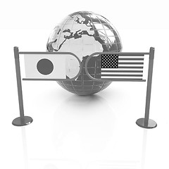 Image showing Three-dimensional image of the turnstile and flags of USA and Ja