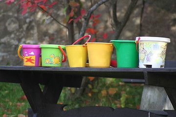 Image showing colourfull buckets