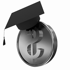 Image showing Graduation hat on gold dollar coin