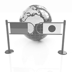 Image showing Three-dimensional image of the turnstile and flags of Japan and 