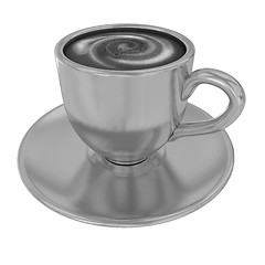 Image showing Gold coffee cup on saucer on a white background 