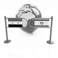 Image showing Three-dimensional image of the turnstile and flags of Israel and