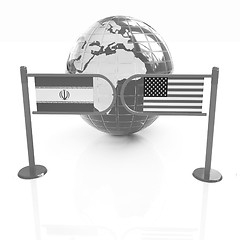 Image showing Three-dimensional image of the turnstile and flags of USA and Ir