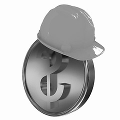 Image showing Hard hat on gold dollar coin