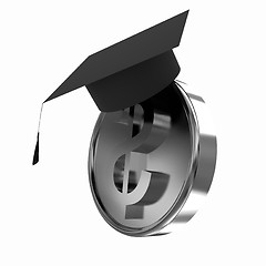 Image showing Graduation hat on gold dollar coin