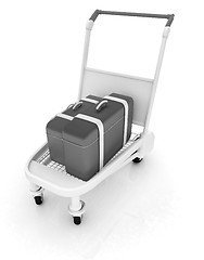 Image showing Trolley for luggage at the airport and luggage