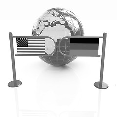 Image showing Three-dimensional image of the turnstile and flags of USA and Ge