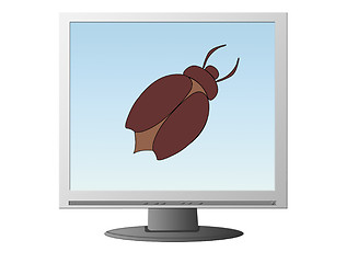 Image showing Isolated LCD monitor with bug on its wallpaper