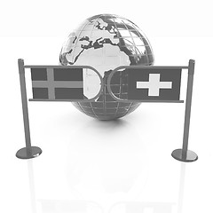 Image showing Three-dimensional image of the turnstile and flags of Switzerlan