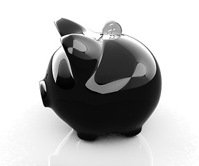 Image showing Glossy black piggybank