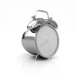 Image showing 3d illustration of glossy alarm clock against white background 