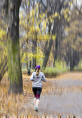 Image showing Female jogger in   park