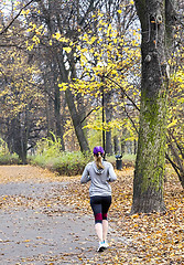 Image showing Female jogger in   park