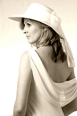 Image showing Profile of a bride in sepia