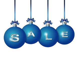 Image showing Blue Christmas balls with silver word Sale