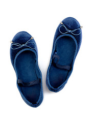 Image showing Blue suede sandals