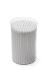 Image showing Cotton swabs in a plastic container